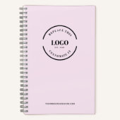 Eenvoudig Roze Minimalistisch Aangepast Logo Merki Notitieboek (Voorkant)