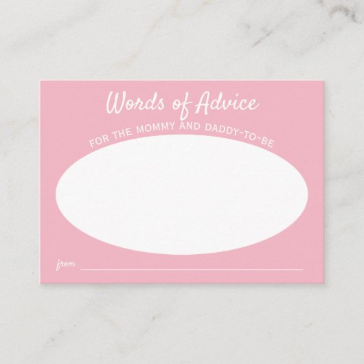 Eenvoudig roze minimalistisch Baby shower Woord va Informatiekaartje (Voorkant)