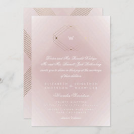 Eenvoudig roze modern monogram script Gold Kaart