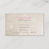 Eenvoudig Roze Modern Photography Visitekaartje (Achterkant)