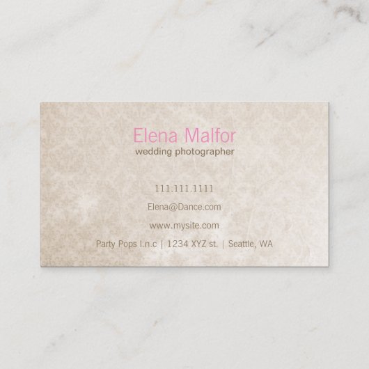 Eenvoudig Roze Modern Photography Visitekaartje (Achterkant)