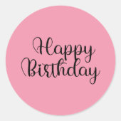 Eenvoudig Roze Modern Script Gelukkige Verjaardag Ronde Sticker (Voorkant)