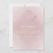 Eenvoudig roze moderne geometrische gouden bruilof kaart (Voorkant)