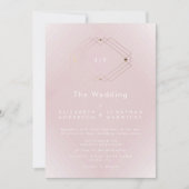 Eenvoudig roze moderne geometrische gouden bruilof kaart (Voorkant)