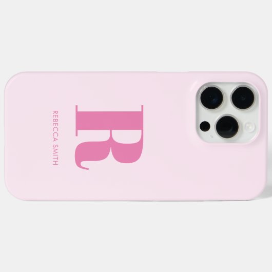 Eenvoudig roze moderne monogram Case-Mate iPhone case (Achterkant (horizontaal))