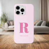 Eenvoudig roze moderne monogram Case-Mate iPhone case
