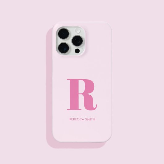 Eenvoudig roze moderne monogram Case-Mate iPhone case