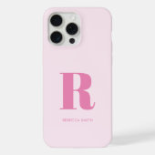 Eenvoudig roze moderne monogram iPhone hoesje (Achterkant)