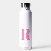 Eenvoudig roze moderne monogram waterfles (Links)