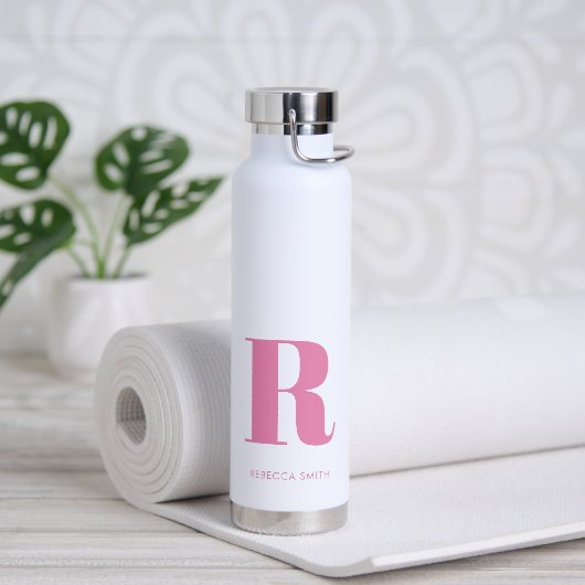 Eenvoudig roze moderne monogram waterfles (Yoga)