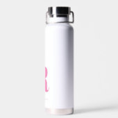 Eenvoudig roze moderne monogram waterfles (Achterkant)
