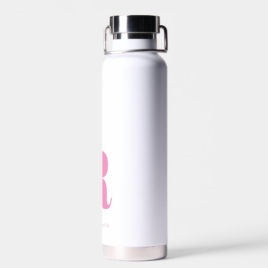 Eenvoudig roze moderne monogram waterfles (Achterkant)