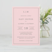 Eenvoudig roze Monogram meisje Baby shower Kaart (Staand voorkant)