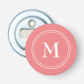 Eenvoudig roze monogram meisje button flesopener (Voorkant)