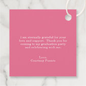 Eenvoudig Roze Mortierraad Modern Afstuderen Bedankjes Labels (Achterkant)