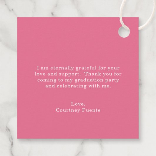 Eenvoudig Roze Mortierraad Modern Afstuderen Bedankjes Labels (Achterkant)