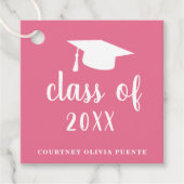 Eenvoudig Roze Mortierraad Modern Afstuderen Bedankjes Labels (Voorkant)