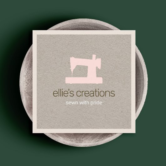 Eenvoudig roze naaigarens vierkante visitekaartje