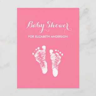 Eenvoudig roze Newborn Footprint Girl Baby shower Kaart
