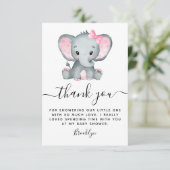 Eenvoudig roze olifant Baby shower Bedankkaart (Staand voorkant)