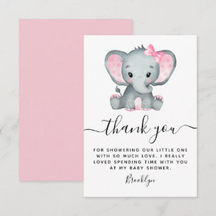 Eenvoudig roze olifant Baby shower Bedankkaart