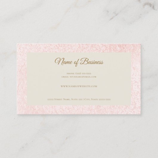 Eenvoudig roze oppervlak met elegant Gold Script Visitekaartje (Achterkant)