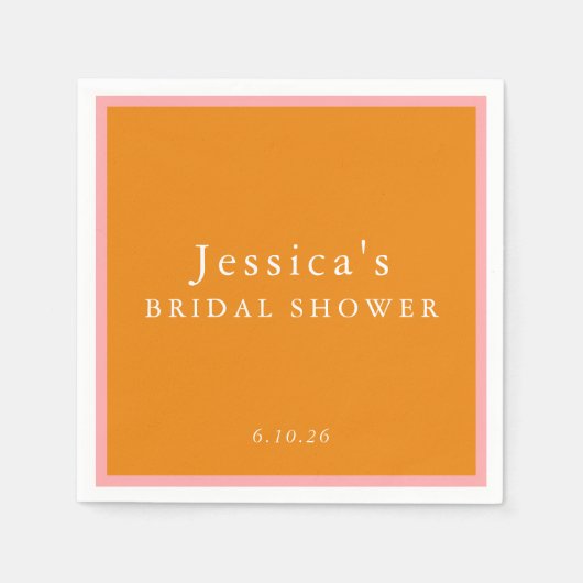 Eenvoudig Roze Oranje, aangepast  Vrijgezellenfees Servet (Voorkant)