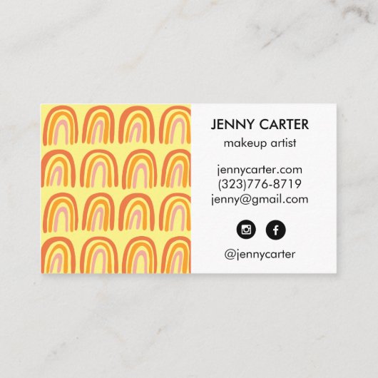 Eenvoudig roze Oranje gele regenbogen patroon Visitekaartje (Achterkant)