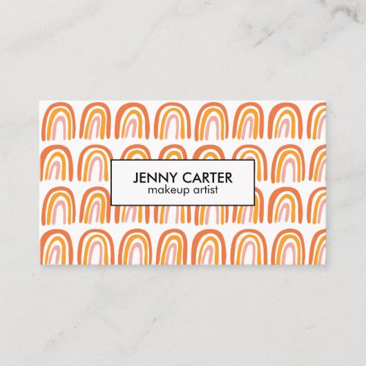 Eenvoudig roze Oranje Rainbows Patroon Visitekaartje (Voorkant)