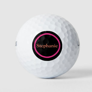 Eenvoudig roze Oranje zwart monogram modern, stijl Golfballen