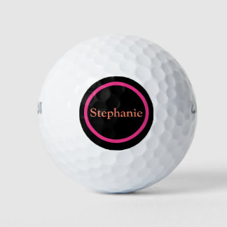 Eenvoudig roze Oranje zwart monogram modern, stijl Golfballen