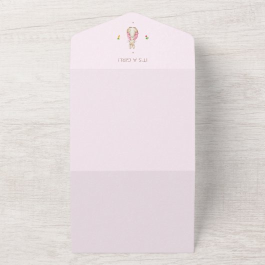 Eenvoudig Roze Peter het Konijn All In One Uitnodiging (Buitenkant)