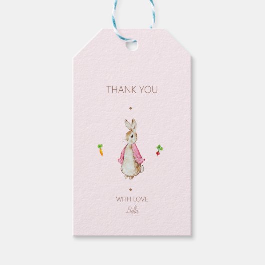 Eenvoudig Roze Peter het Konijn Cadeaulabel (Voorkant)