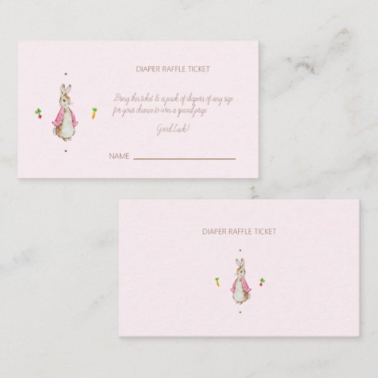 Eenvoudig Roze Peter het Konijn Informatiekaartje (Voorkant / Achterkant)