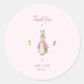 Eenvoudig Roze Peter het Konijn Ronde Sticker (Voorkant)