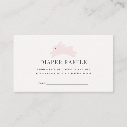 Eenvoudig roze pompeenheid met bunny Diaper Raffle Informatiekaartje (Voorkant)