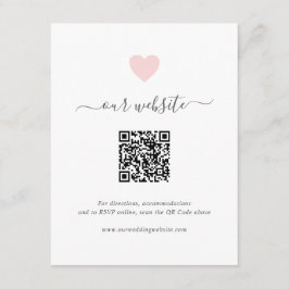 Eenvoudig roze QR-code Website over bruiloft Informatiekaartje