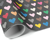 Eenvoudig roze rood Blauw Geel Hart Patroon Cadeaupapier (Rol Hoek)