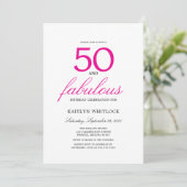 Eenvoudig Roze Schrift 50 en Fabulous 50e Verjaard Kaart (Staand voorkant)