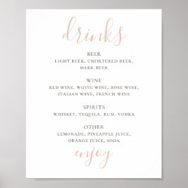 Eenvoudig roze script. Alcohol-drinken trouwbar Poster