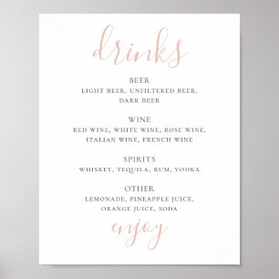 Eenvoudig roze script. Alcohol-drinken trouwbar Poster