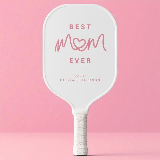 Eenvoudig Roze Script Hart Modern Beste Moeder Ooi Pickleball Paddle
