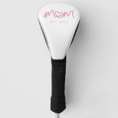 Eenvoudig Roze Script Hart Oprichtingsjaar Moeder Golfheadcover (Voorkant)