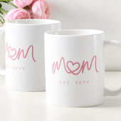 Eenvoudig Roze Script Hart Schattig Moeder Opgeric Koffiemok
