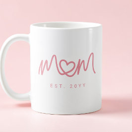 Eenvoudig Roze Script Hart Schattig Moeder Opgeric Koffiemok