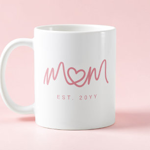 Eenvoudig Roze Script Hart Schattig Moeder Opgeric Koffiemok