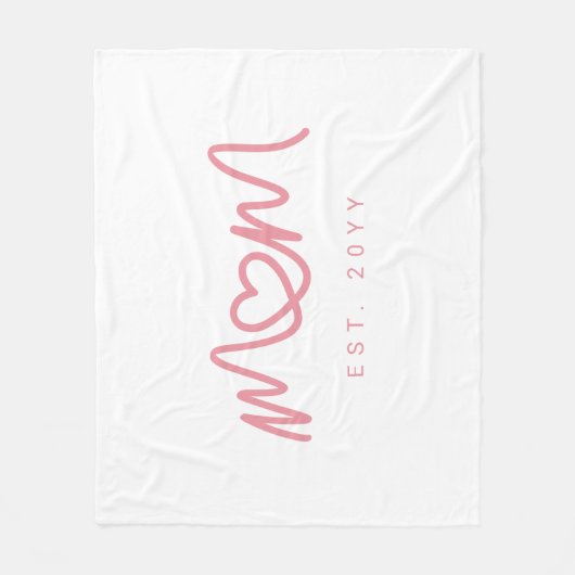Eenvoudig Roze Script Hart Schattig Nieuwe Moeder Fleece Deken (Voorkant)