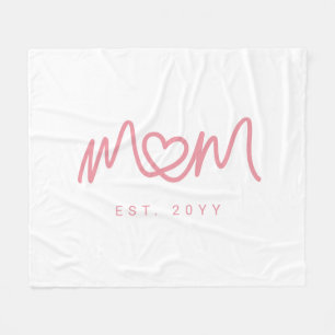 Eenvoudig Roze Script Hart Schattig Nieuwe Moeder  Fleece Deken