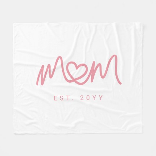 Eenvoudig Roze Script Hart Schattig Nieuwe Moeder Fleece Deken (Voorkant (Horizontaal))