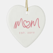 Eenvoudig Roze Script Hart Schattig Nieuwe Moeder Keramisch Ornament (Rechts)